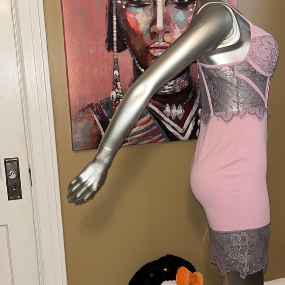 MadRag hand dyed lace bustier body con pink purple dress medium sheer cupped bra - Picture 5 of 12